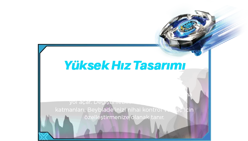 Yüksek Hız Tasarımı: Düz uçlu Sword Dran 3-60F, raylara hızla bağlanarak yıldırım hızıyla darbeler indirrerek, rakibinizin Beyblade’ini döndürerek savrulmasına yol açar. Değiştirilebilir kanat, dişli ve uç katmanları, Beyblade’inizi nihai kontrol ve güç için özelleştirmenize olanak tanır.